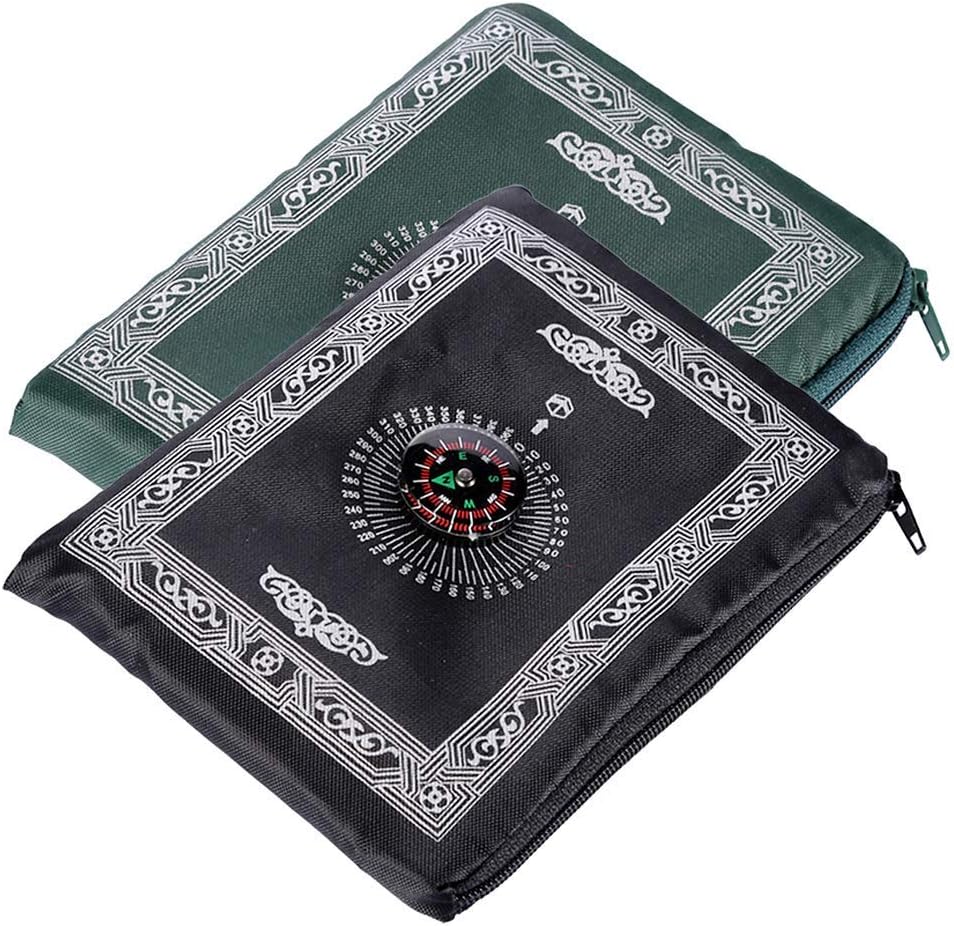 H2NOVA 2 Pieces Portable Travel Prayer Mat with Compass, Waterproof Polyester Prayer Rug, Muslim Travel Prayer Mat, for Ramadan Gifts (60cm×100cm)
